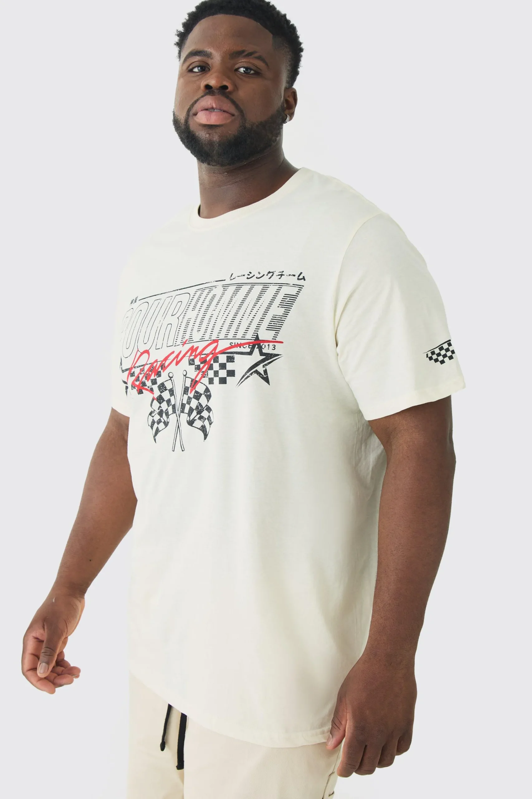 Plus Pour Homme Racing Print T-shirt | UK^boohooMAN