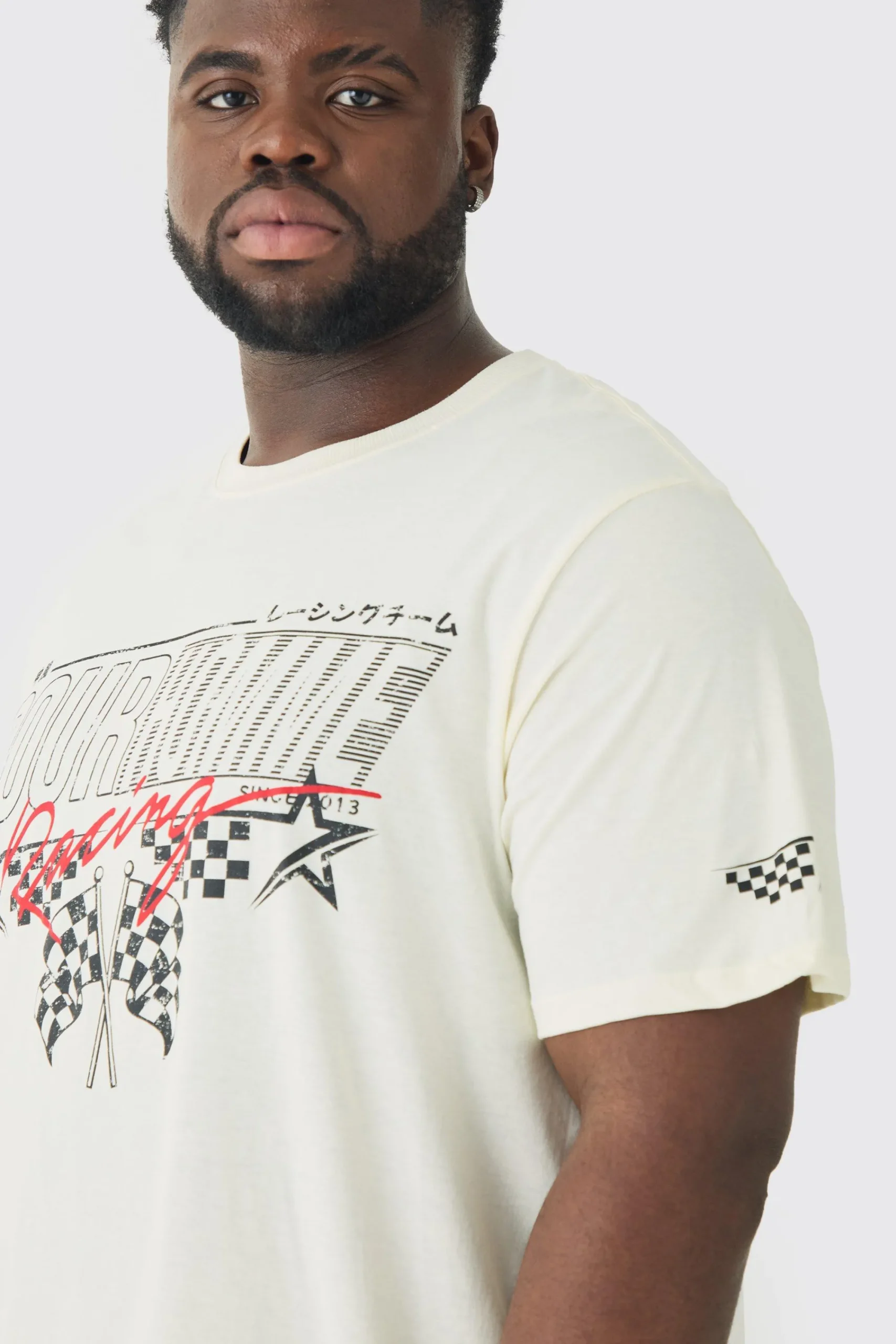 Plus Pour Homme Racing Print T-shirt | UK^boohooMAN