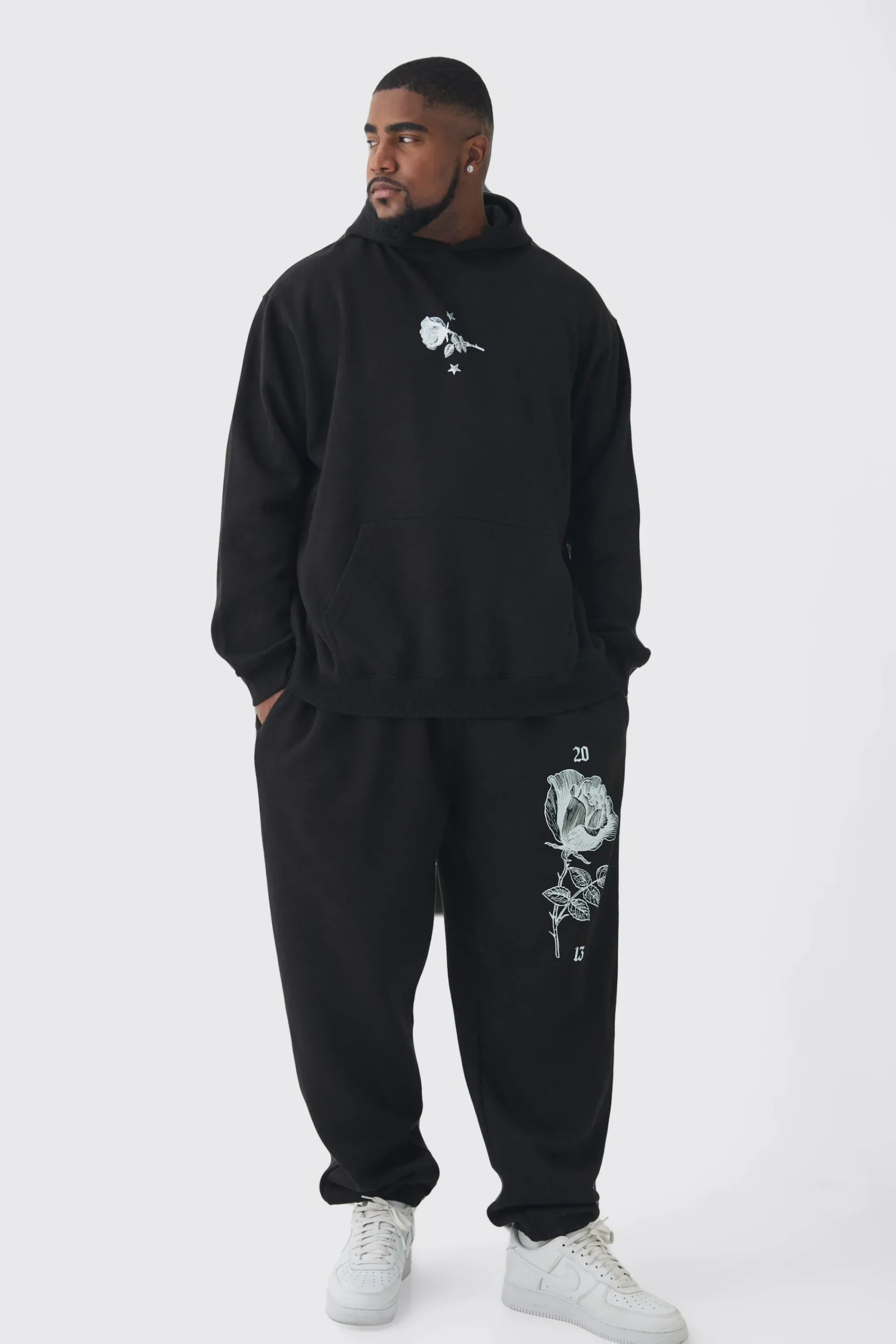 boohooMAN Plus Pour Homme Rose Print Tracksuit | UK| Tracksuits