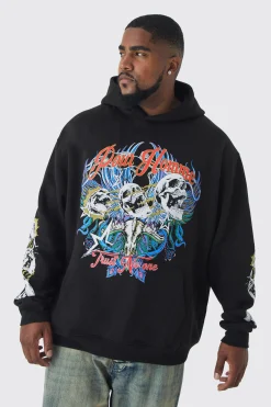 boohooMAN Plus Pour Homme Skull Print Oversized Hoodie | UK| Hoodies & Sweatshirts