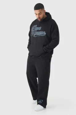 boohooMAN Plus Pour Homme Varisty Hoodie & Relaxed Fit Jogger Tracksuit | UK| Tracksuits