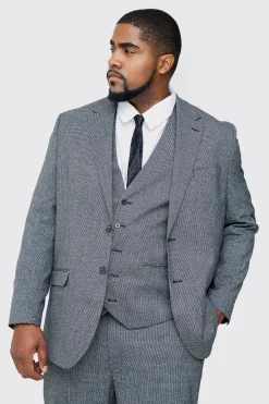 boohooMAN Plus Regular Fit Mini Dogtooth Suit In | UK| Sets & Co-Ords