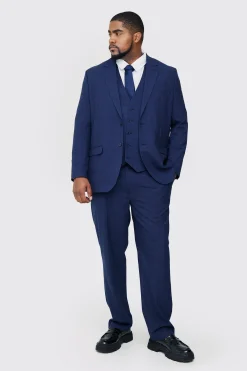 boohooMAN Plus Regular Fit Suit In Navy | UK| Sets & Co-Ords