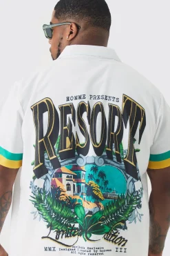 boohooMAN Plus Regular Resort Print Shirt & Swim Short Set In | UK| Sets & Co-Ords