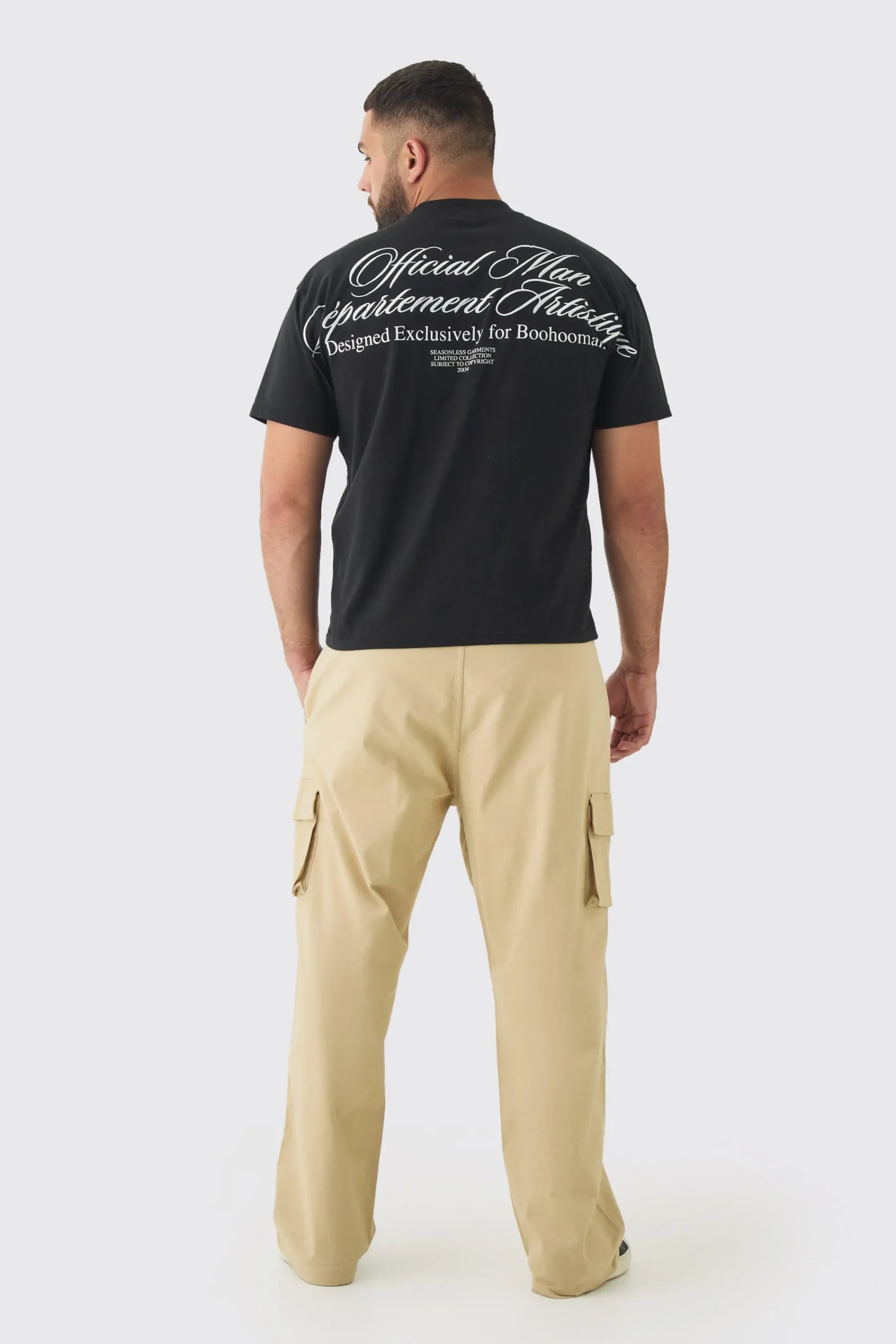 boohooMAN Plus Relaxed Fit Fixed Waist Cargo Trousers | UK| Trousers|Cargos