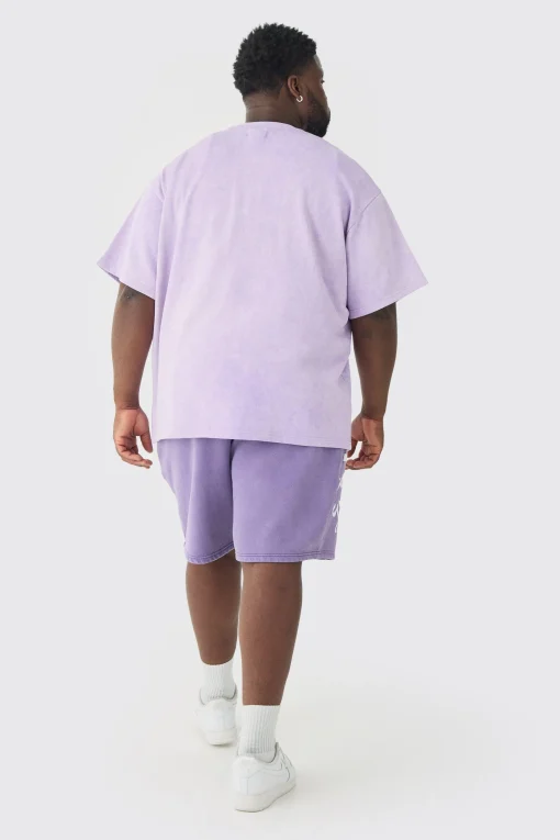 boohooMAN Plus Relaxed Moto Puff Print Washed Shorts | UK| Shorts