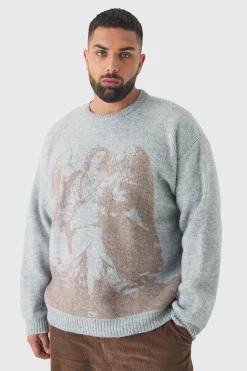 boohooMAN Plus Renaissance Oversized Fluffy Knitted Sweat | UK| Knitwear