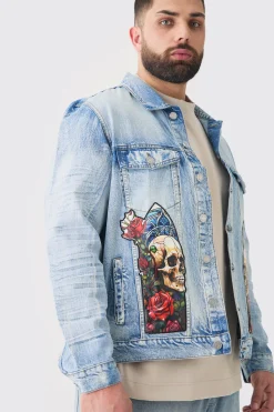 boohooMAN Plus Renaissance Panel Denim Jacket | UK| Coats & Jackets
