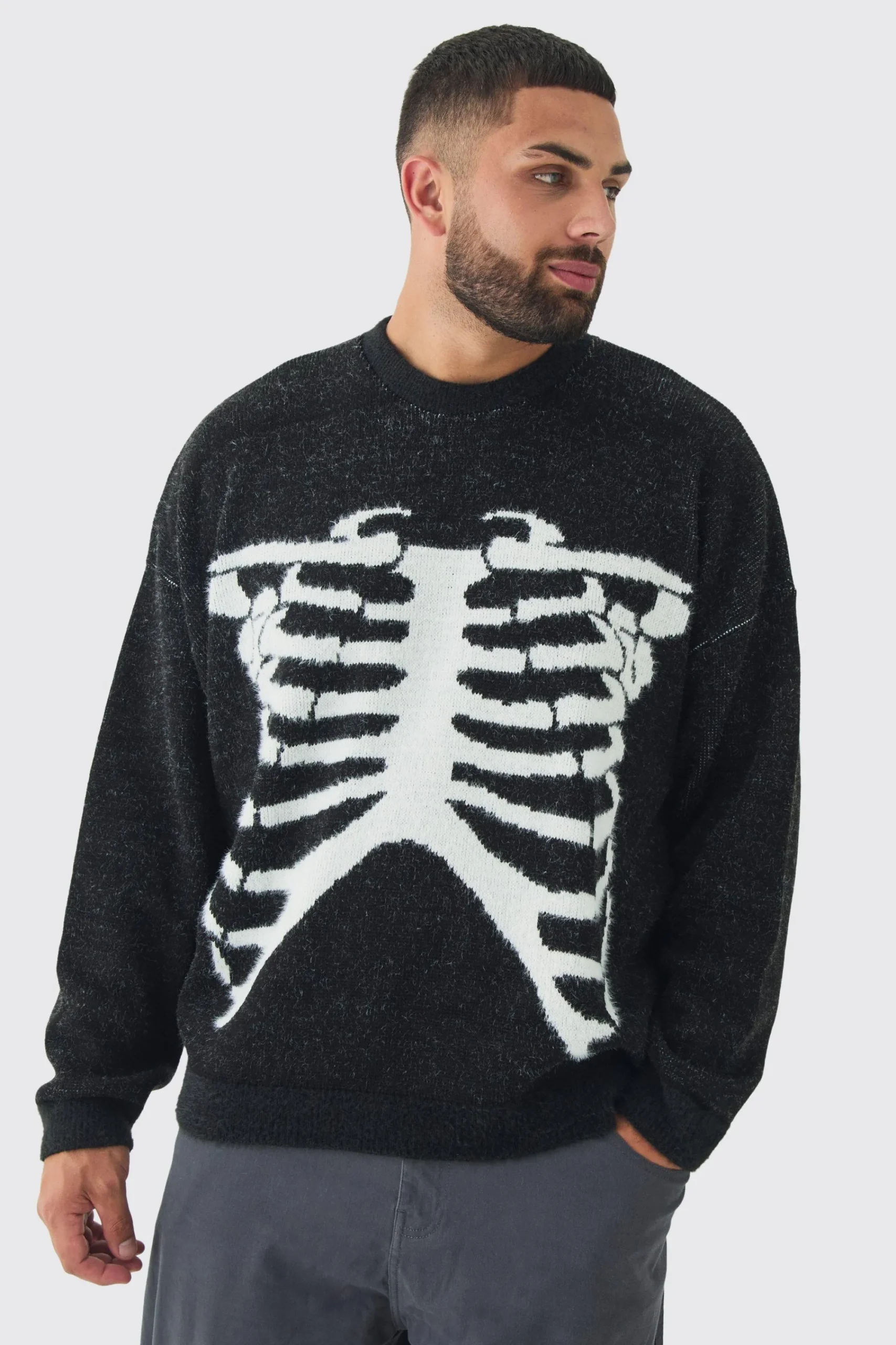 boohooMAN Plus Rib Cage Oversized Knitted Jumper | UK| Knitwear