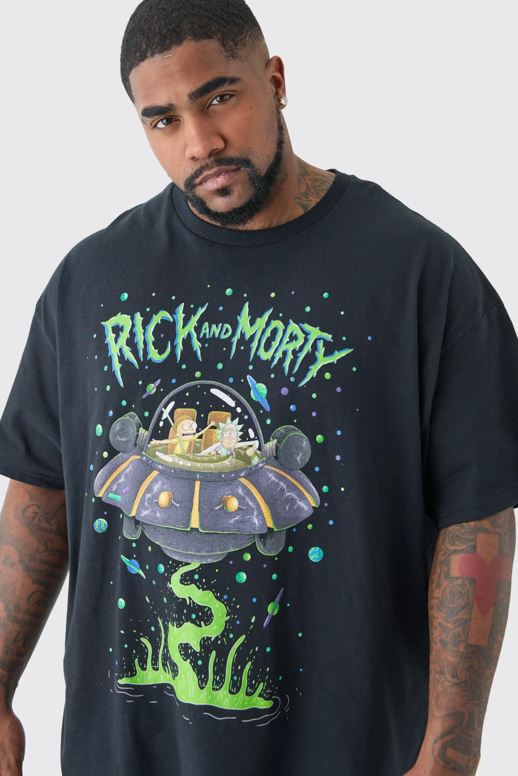 Plus Rick And Morty License T-shirt In | UK^boohooMAN Outlet