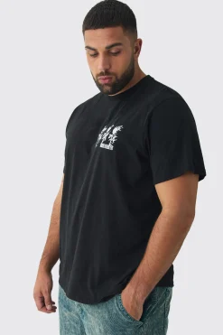 Plus Rose Design Washed Graphic T-Shirt | UK^boohooMAN