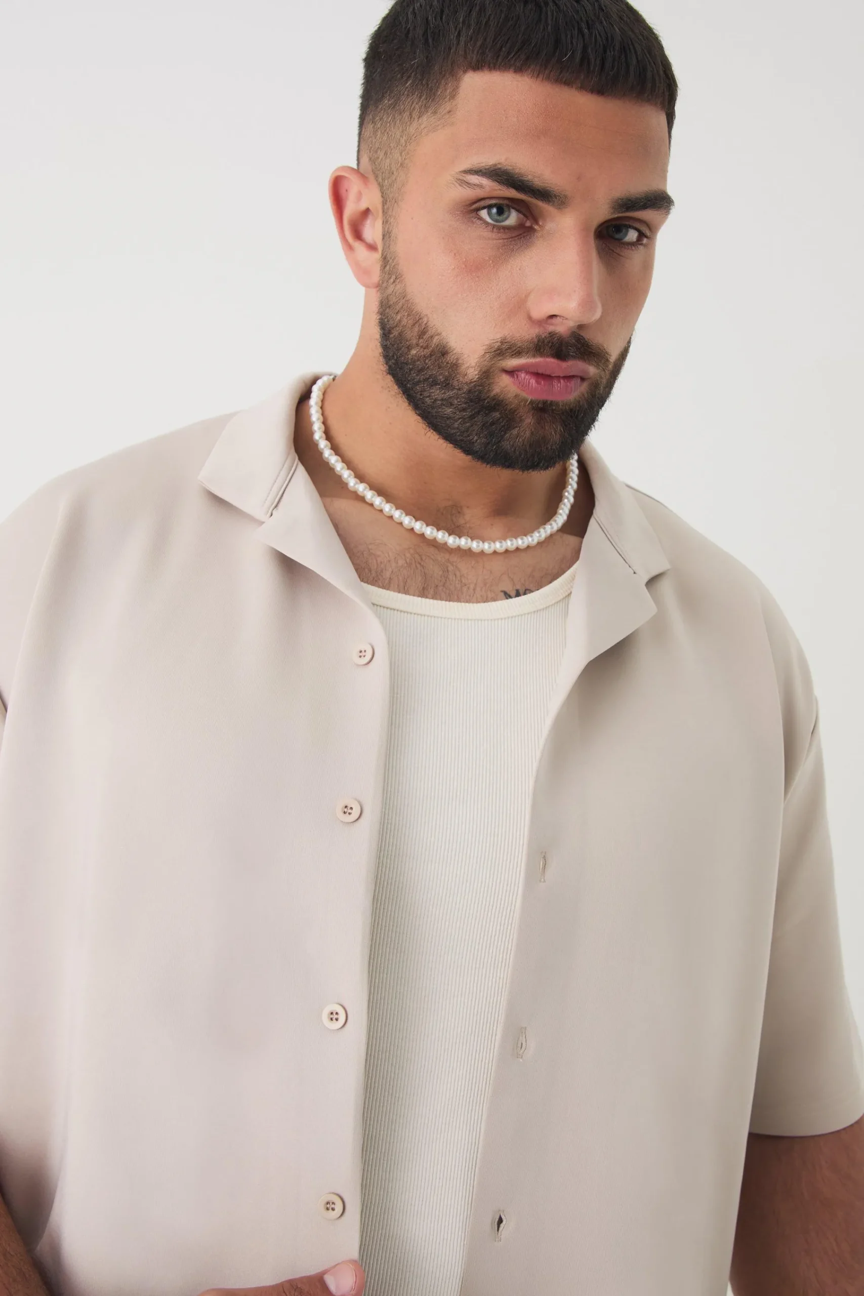 boohooMAN Plus Scuba Drop Revere Shirt & Short Set | UK| Sets & Co-Ords|Tracksuits