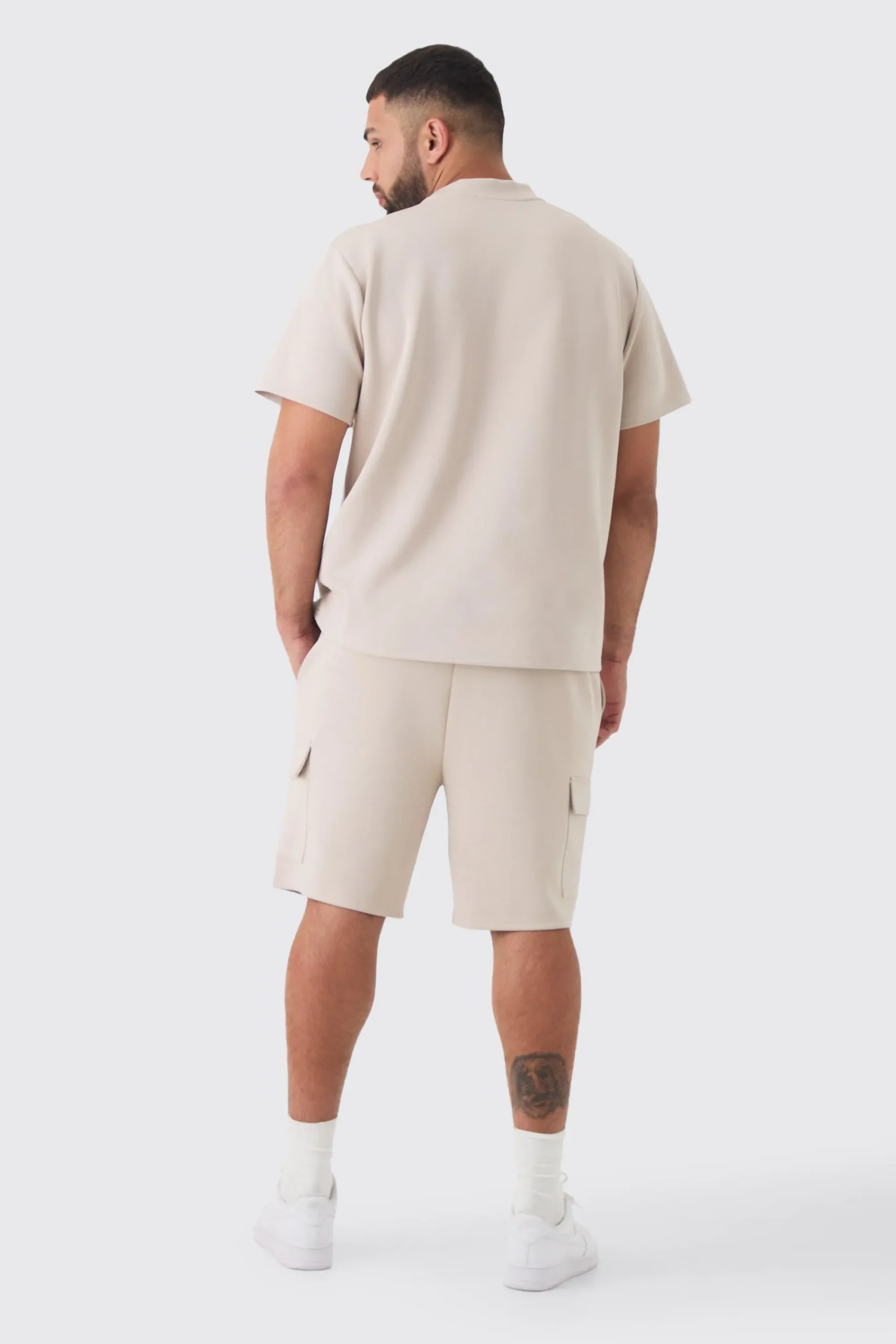 boohooMAN Plus Scuba Extended Neck Pocket T-shirt & Cargo Short Set | UK| Shorts|Tracksuits