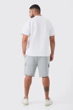 boohooMAN Plus Scuba Extended Neck Pocket T-shirt & Cargo Short Set | UK| Shorts