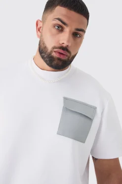 boohooMAN Plus Scuba Extended Neck Pocket T-shirt & Cargo Short Set | UK| Shorts