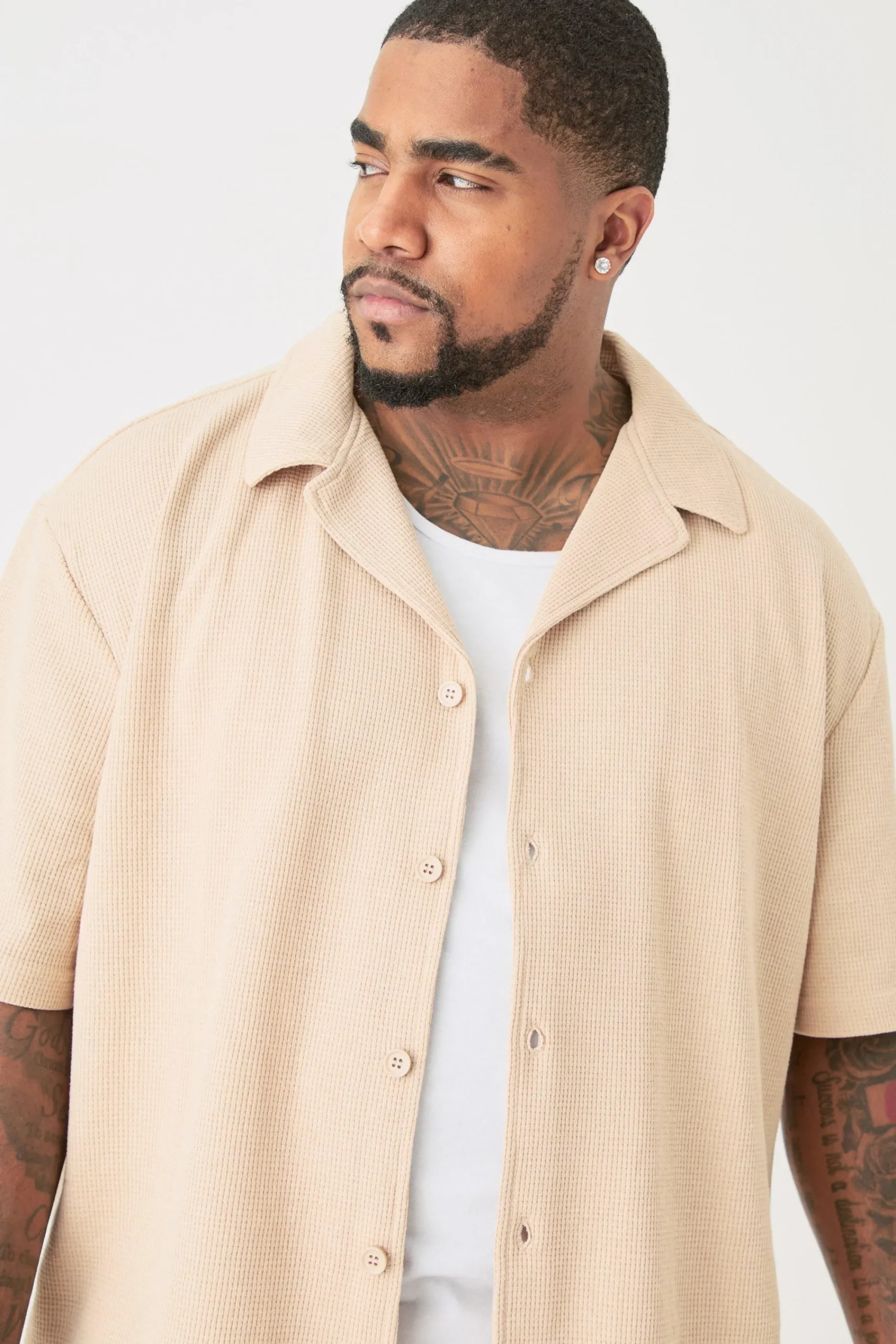 boohooMAN Plus Short Sleeve Drop Revere Shirt & Cargo Short Set In | UK| Shorts|Sets & Co-Ords