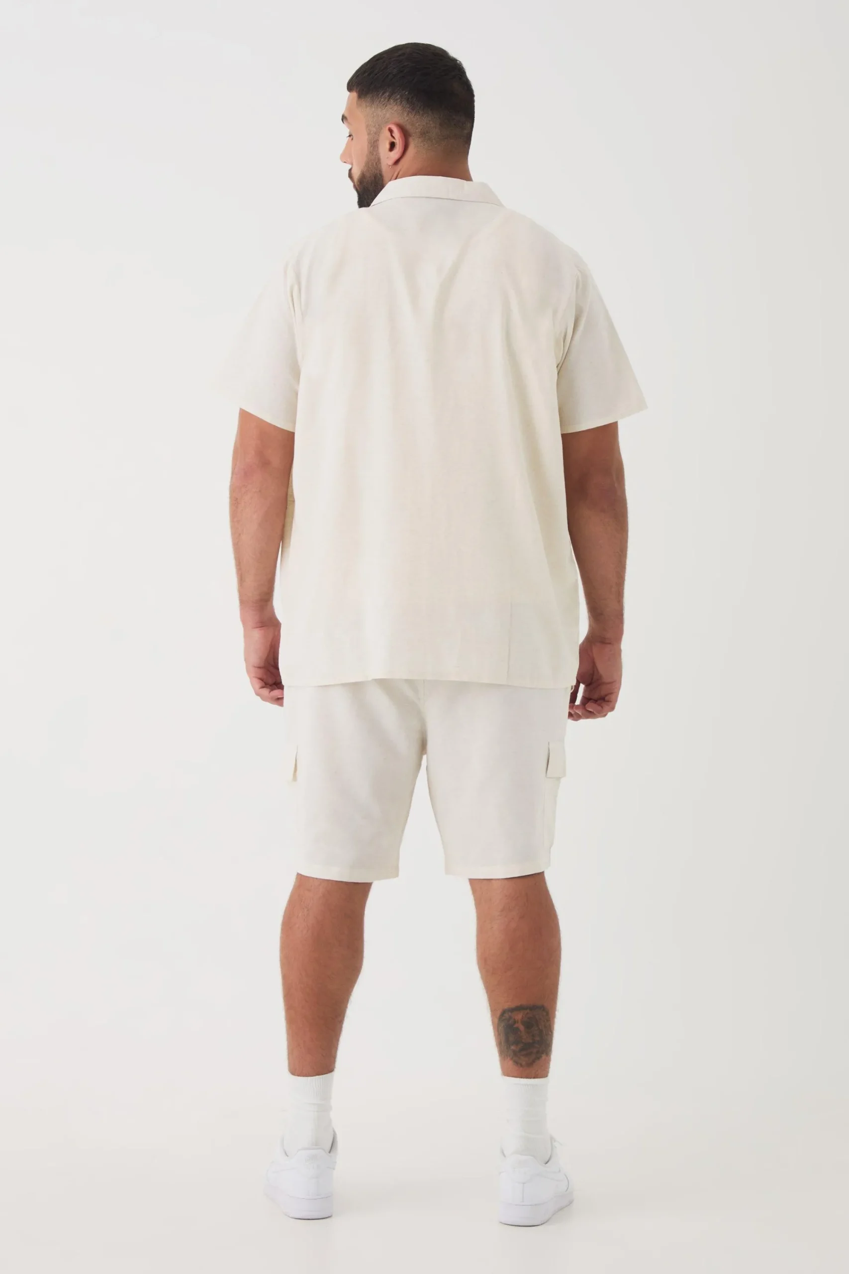 boohooMAN Plus Short Sleeve Linen Cargo Shirt & Short Set In | UK| Sets & Co-Ords