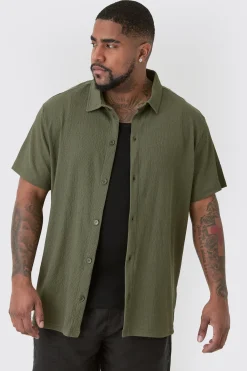 boohooMAN Plus Short Sleeve Regular Textured Shirt In | UK| Shirts