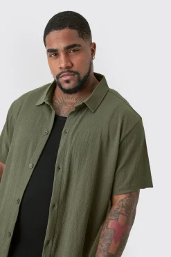 boohooMAN Plus Short Sleeve Regular Textured Shirt In | UK| Shirts