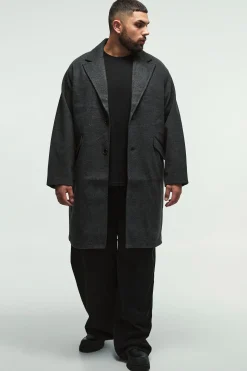 boohooMAN Plus Single Breasted Overcoat In | UK| Coats & Jackets