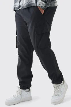 boohooMAN Plus Skinny Fit Elasticated Waist Cuffed Cargo Trousers | UK| Trousers|Cargos