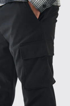 boohooMAN Plus Skinny Fit Elasticated Waist Cuffed Cargo Trousers | UK| Trousers|Cargos