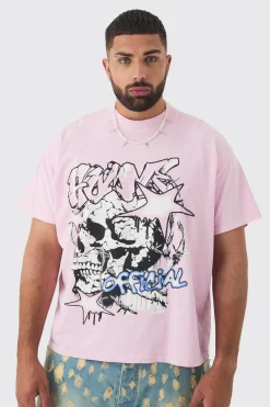 Plus Skull Homme Printed T-shirt In Light | UK^boohooMAN Clearance