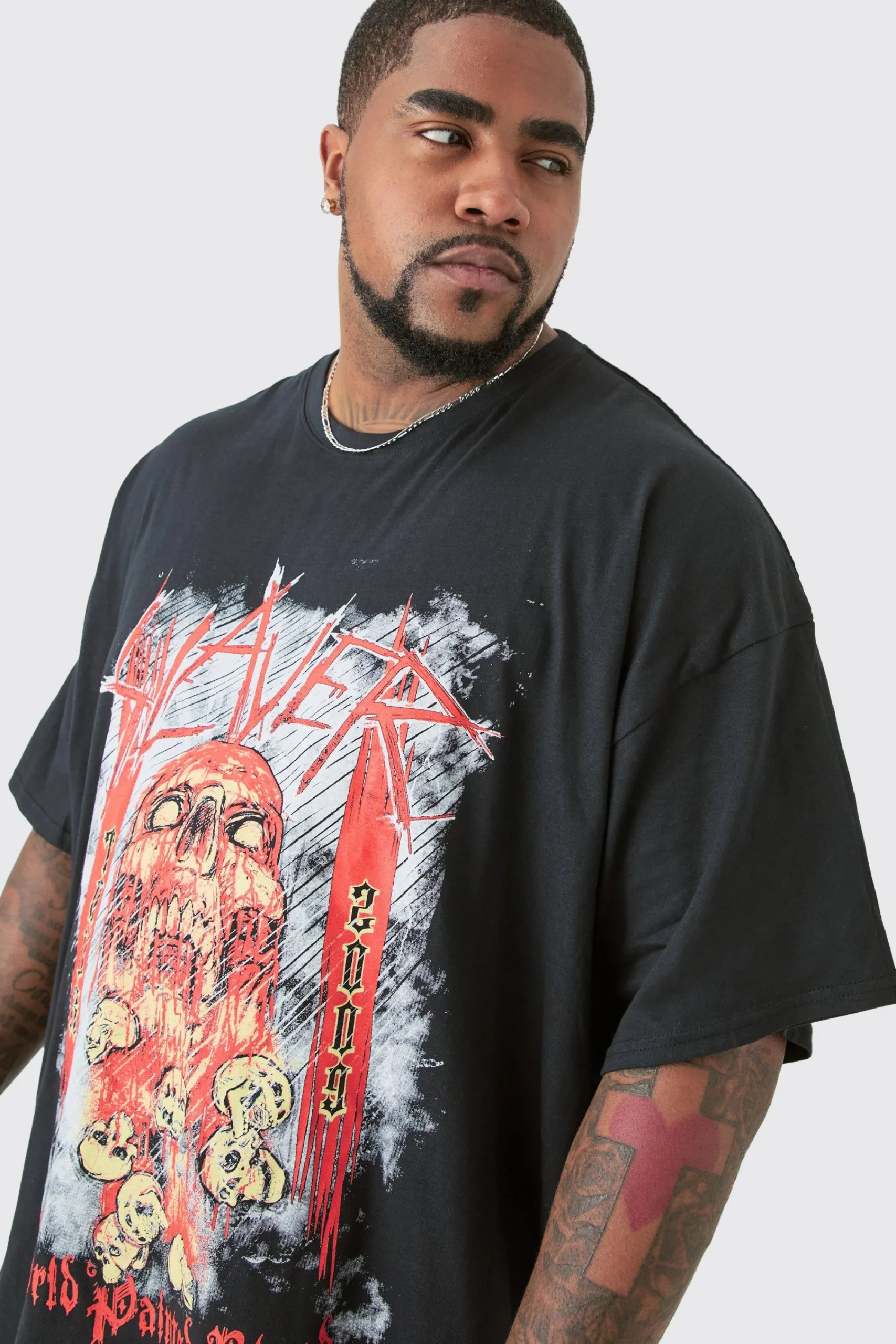 Plus Slayer License Front & Back Print T-shirt | UK^boohooMAN Hot