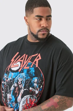 Plus Slayer License Print T-shirt | UK^boohooMAN Online