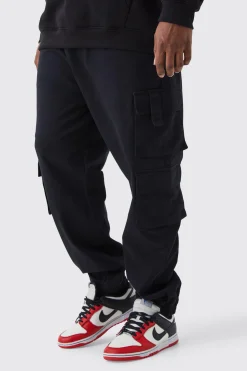 boohooMAN Plus Slim Fit Cuffed Multi Cargo Pocket Trousers | UK| Trousers|Cargos