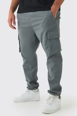 boohooMAN Plus Slim Fit Elasticated Waist Cuffed Cargo Trousers | UK| Trousers|Cargos