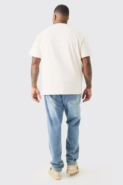 Plus Slim Fit Heavyweight Foam Print T-shirt | UK^boohooMAN Online