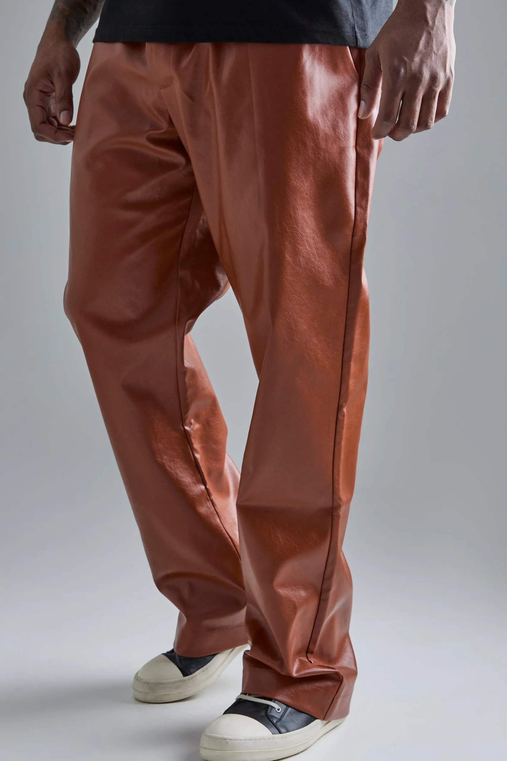 boohooMAN Plus Slim Flare PU Tailored Trouser | UK| Suits & Tailoring