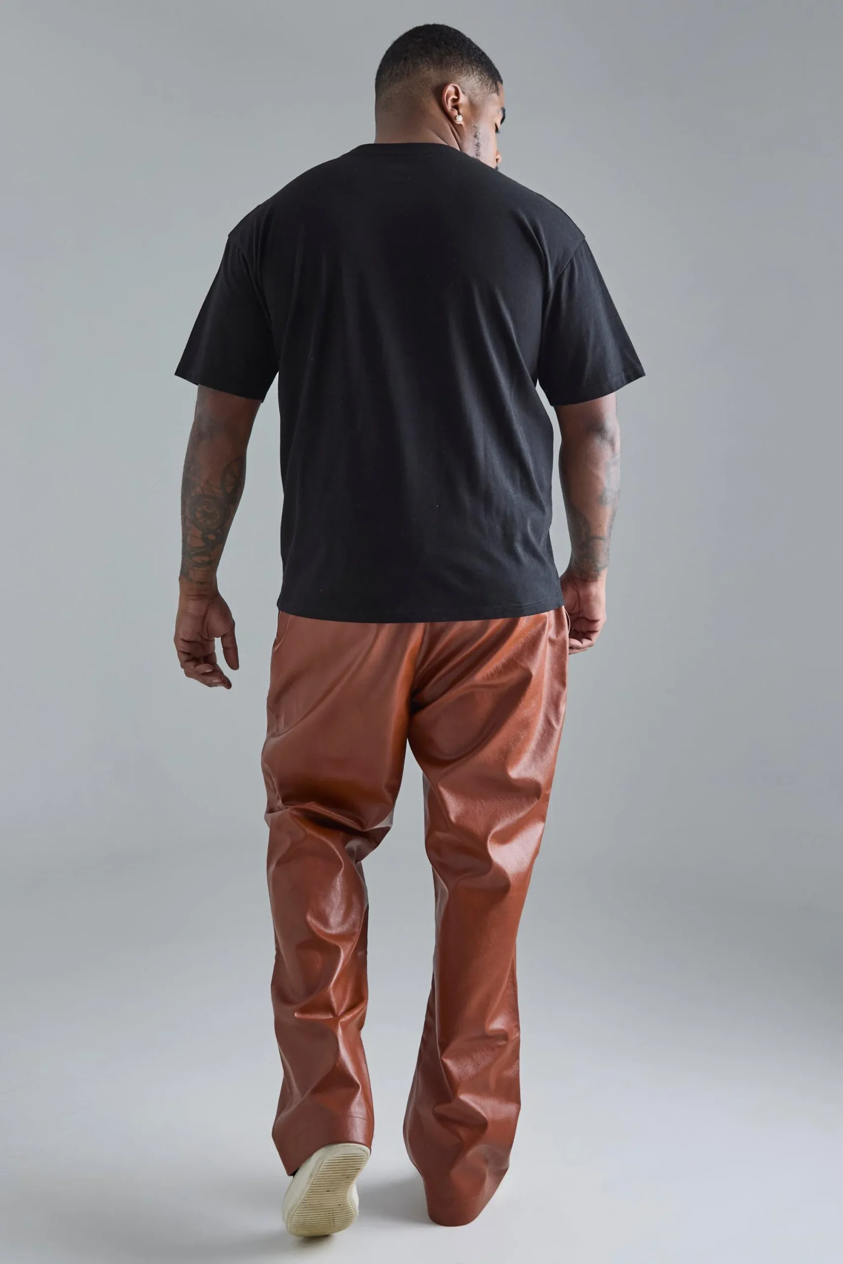 boohooMAN Plus Slim Flare PU Tailored Trouser | UK| Suits & Tailoring