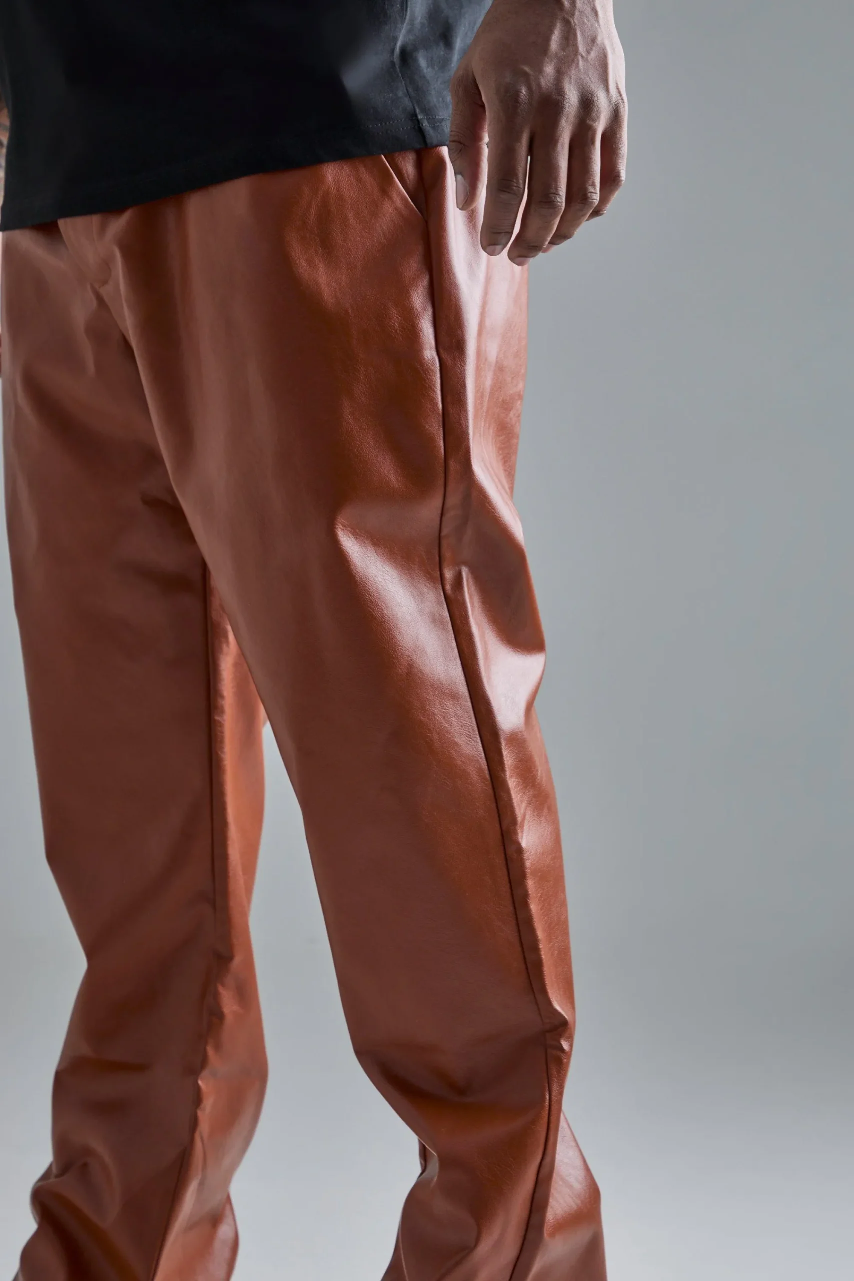 boohooMAN Plus Slim Flare PU Tailored Trouser | UK| Suits & Tailoring