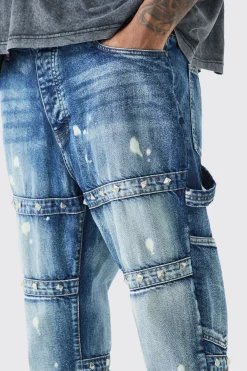 boohooMAN Plus Slim Rigid Flare Embellished Strap Detail Jeans | UK| Trousers|Jeans