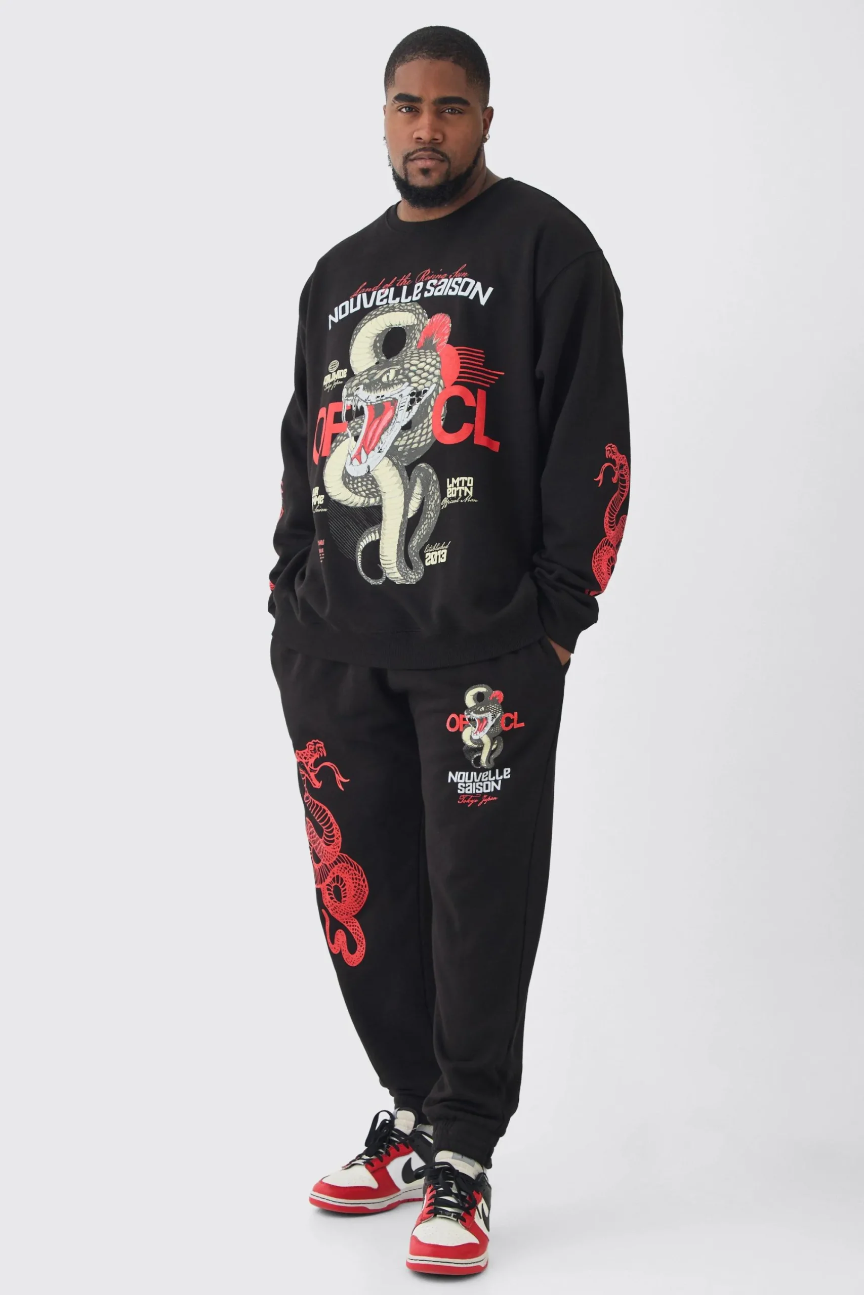 boohooMAN Plus Snake Official Sweat Tracksuit | UK| Tracksuits