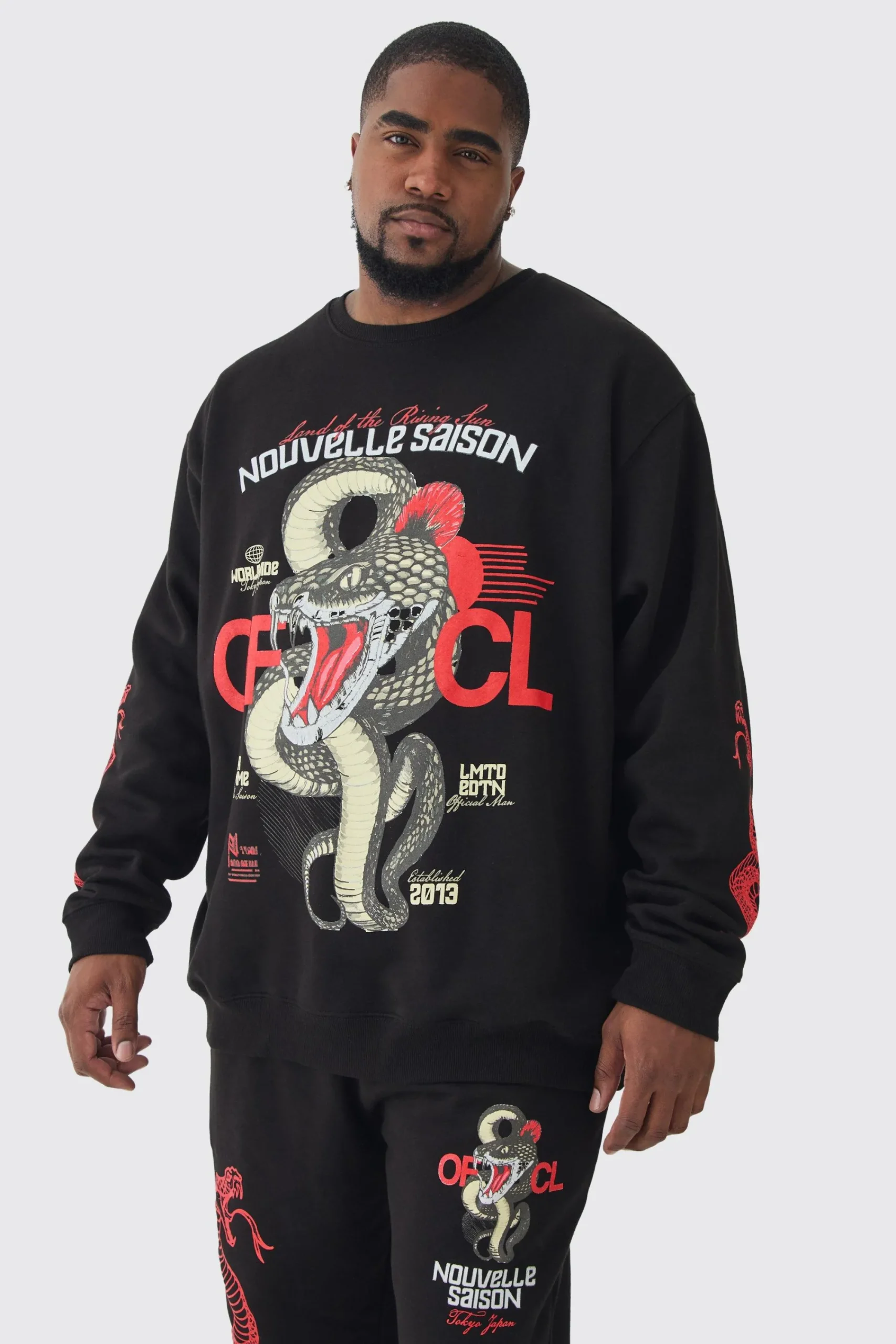 boohooMAN Plus Snake Official Sweat Tracksuit | UK| Tracksuits