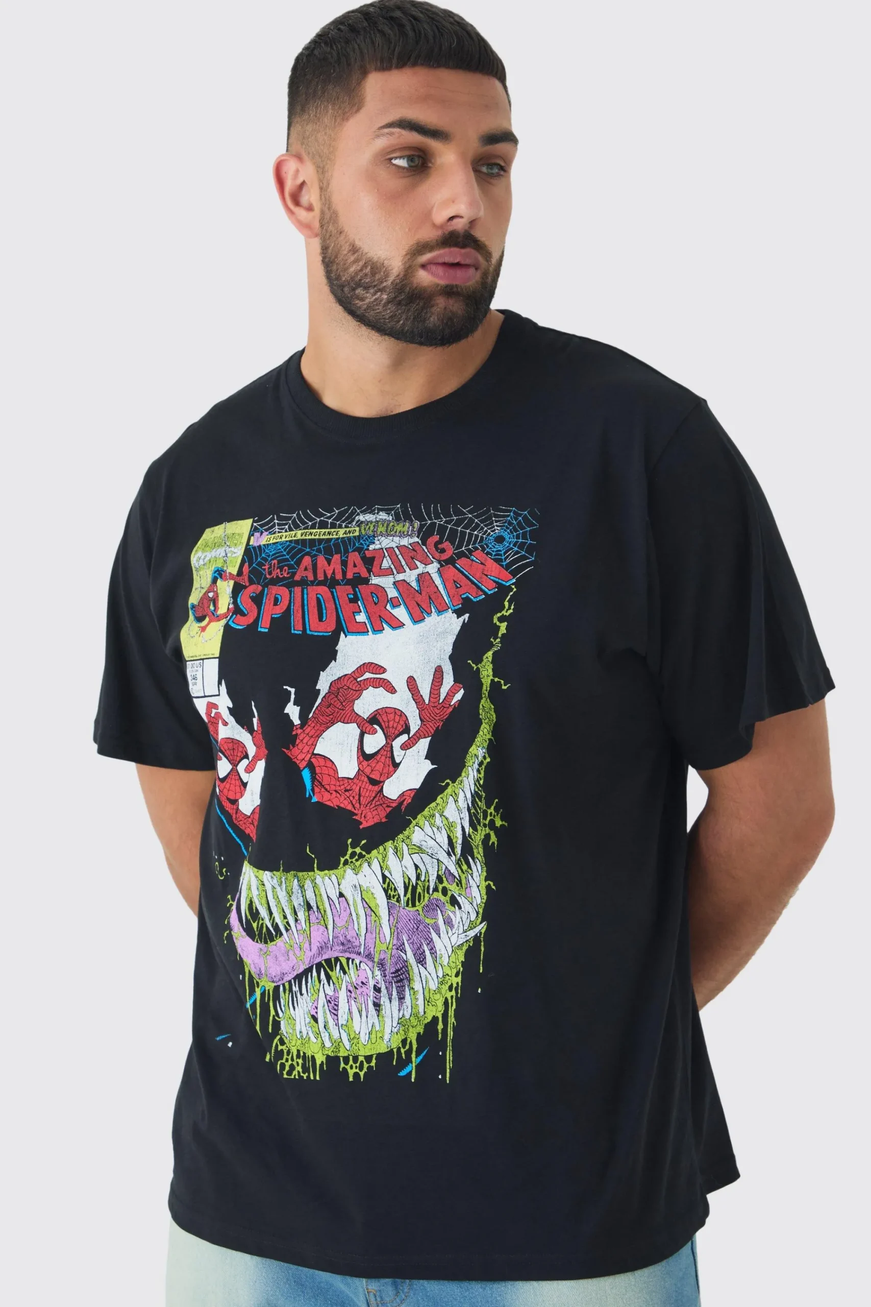 Plus Spiderman Licence Print Oversized T-shirt In | UK^boohooMAN Outlet