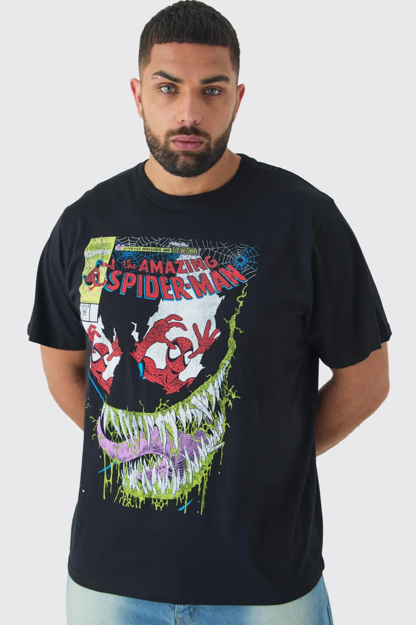 Plus Spiderman Licence Print Oversized T-shirt In | UK^boohooMAN Outlet