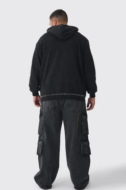 boohooMAN Plus Stitch Detail Oversized Washed Hoodie | UK| Hoodies & Sweatshirts