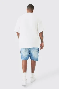 boohooMAN Plus Straight Fit Biker Denim Shorts | UK| Shorts