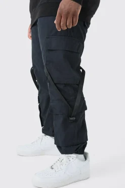 boohooMAN Plus Strap Detail Cuffed Cargo Trousers | UK| Trousers|Cargos