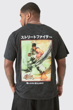 Plus Street Fighter License Back Printed T-Shirt | UK^boohooMAN Sale
