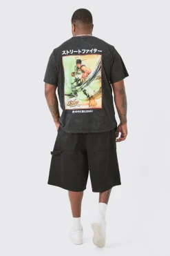 Plus Street Fighter License Back Printed T-Shirt | UK^boohooMAN Sale