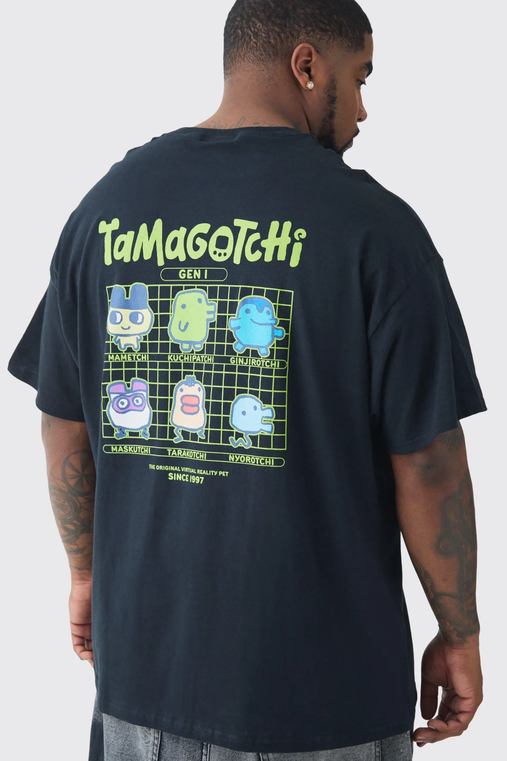 Plus Tamogotchi Back Print License T-shirt In | UK^boohooMAN Online