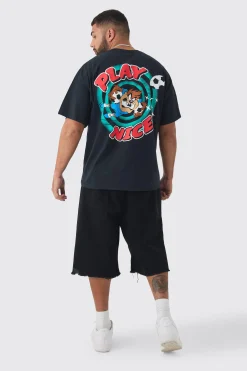 Plus Taz Play Nice Lisence T-shirt In | UK^boohooMAN Hot