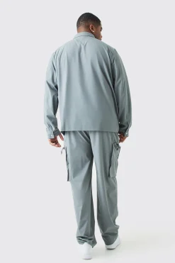 boohooMAN Plus Technical Stretch Elasticated Waist Zip Cargo Trouser | UK| Trousers|Cargos