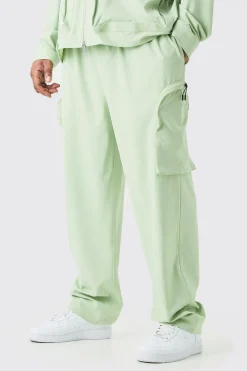 boohooMAN Plus Technical Stretch Elasticated Waist Zip Cargo Trouser | UK| Trousers|Cargos