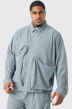 boohooMAN Plus Technical Stretch Harrington Asymmetrical Jacket | UK| Coats & Jackets